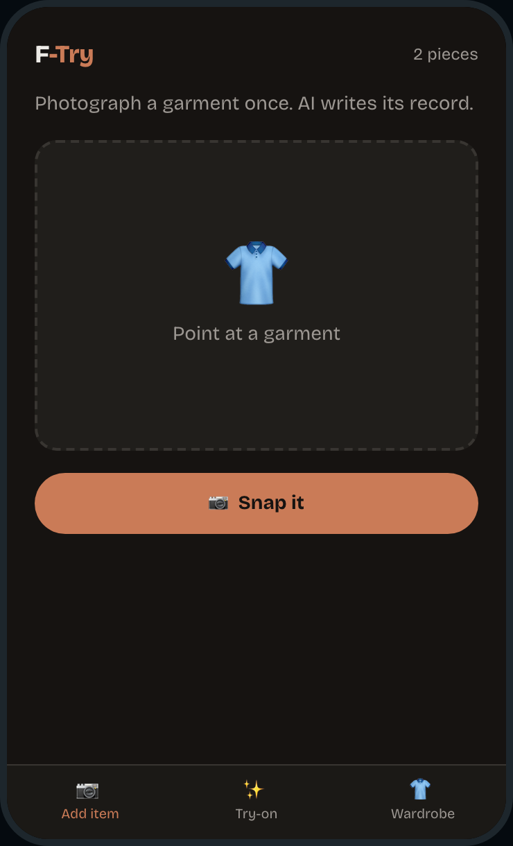 F-Try interface mockup