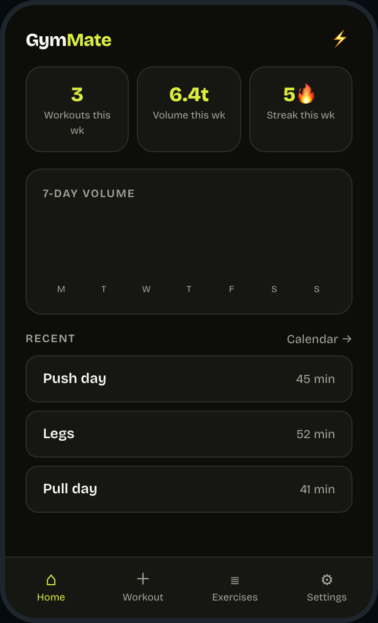 GymMate interface mockup